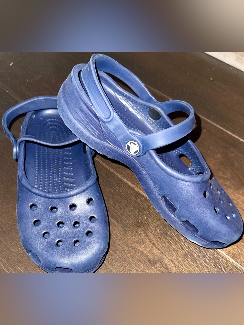 Navy Blue Croc-Style Comfort Sandals Adult Size 8